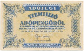 1946. 10.000.000AP vízjeles papíron, fordított címerrel T:F Adamo P54