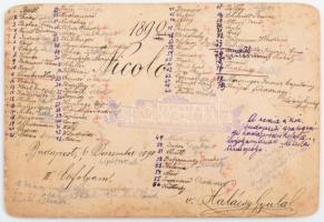 1890 Budapest, Lipótmező, cs. és kir, gyalogsági hadapródiskola III. évfolyam csoportkép, hátoldalon...