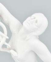 Herendi Kleopátra a kígyóval, fehér mázas, jelzett, kopással, m:25 cm