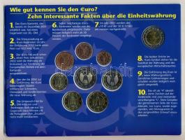 Németország 2002G 1c-2€ 8klf db + 2007. "5 éves az Euro" bimetál emlékérem, szet...