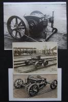 3db fekete-fehér fotó HÉV és villamos forgóvázakról