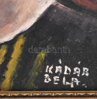 Kádár Béla jelzéssel: Lányok. Olaj, karton. Dekoratív, kissé sérült fakeretben. 38x30 cm