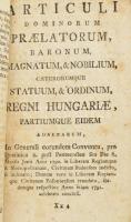 Articuli Diaetales Posoniensis Anni 1791. Posonii, 1791. Füskuti Landerer. 136p. Néhány lap kissé sz...