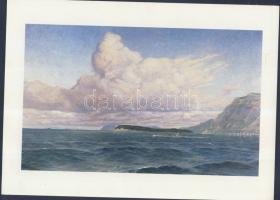 2db színes nyomtatvány régi hajókról, hátoldalon leírással német nyelven