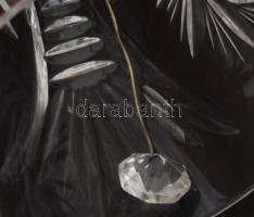 Kristály csengő, metszett mintával, jelzés nélkül, hibátlan, m: 14,5 cm