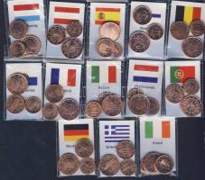 Kis Euro-tétel 1999-től, benne 13 ország 1,5 és 10 centesei, összesen 39db, kis szettekben T:1