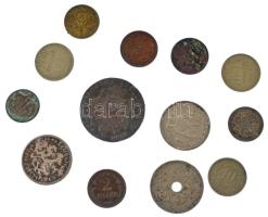 13db-os vegyes fémpénz, közte egy ezüst, közte Orosz Birodalom 1915. 10k Ag T:AU-F 13pcs of mixed coins, with one Ag, with Russian Empire 1915. 10 Kopeks Ag C:AU-F