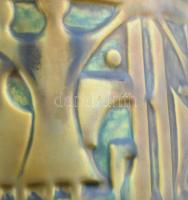 Zsolnay kaspó, Eozin mázas, jelzett, terv.:Kovács István, belül mázrepedésekkel, minimális kopással,...