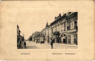 1912 Versec, Werschetz, Vrsac; Székház utca, Lazar Butzul üzlete / Residenzgasse / shops, street (EK)