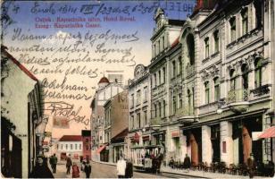 1914 Eszék, Essegg, Osijek; Kapucinska ulica / utca, Royal szálloda / Hotel Royal, street (fl)