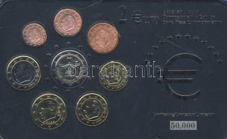 Belgium 2004-2008. 1c-2€ 8klf db, benne 2€ "Emberi Jogok Nyilatkozata" alkalmi veret, kereskedői szettben T:BU Limitált kiadás!