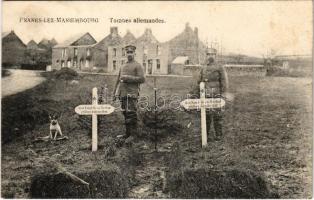 1915 Franes-Lez-Mariembourg, Tombes allemandes / Első világháborús német katonai hősök temetője / WWI German military cemetery (szakadás / tear)