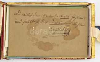 1847-1861 Régi "emlékkönyv", kézzel írt emléklapok aranyozott egészbőr-kötéses tokban, az ...