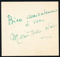 1980 Marie-Jose Nat (1940-2019) francia színésznő aláírása