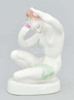 Aquincumi porcelán akt, kézzel festett, jelzett, hibátlan, m: 16 cm