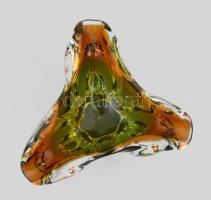 Cseh üveg kínáló, jelzés nélkül, minimális kopottsággal, d: 13 cm, m: 8 cm