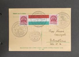 1940-41 Erdély visszatért, Délvidék visszatért. 28 db visszatért bélyegzéssel és nemzetiszín trikolo...