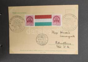 1940-41 Erdély visszatért, Délvidék visszatért. 28 db visszatért bélyegzéssel és nemzetiszín trikolo...