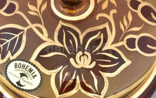 Bohemia bonbonier, anyagában színezett, festett és savmaratott fedővel, címkével jelzett, kopással, ...