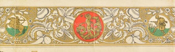 1934 Vitézi oklevél nagy méretű, díszes, Horthy Miklós kormányzó, nyomatatott aláírásával 50x38 cm H...