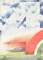 cca 1970 Áprils 4 felszabadulás ünnepe retro grafikus plakát 50x70 cm Szélén kis gyűrődéssel