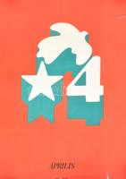 cca 1970 Áprils 4 felszabadulás ünnepe retro grafikus plakát 50x70 cm Szélén beszakadással s: Gyárfás