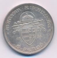 1938. 5P Ag "Szent István" T:AU,XF patina Adamo P8.1