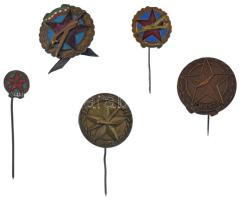 ~1950. "MRSZ (Magyar Repülős Szövetség)" zománcozott és zománc nélküli bronz jelvények (5db) T:AU,XF