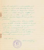 1937 a Hungária MTE I. cimborák csoport bajtársi szövetség kézzel írt és pecsételt jegyzőkönyvei és ...