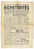 1936 Az Egyetértés c. monori újság augusztus 23 .száma a Berlini olimpia híreivel