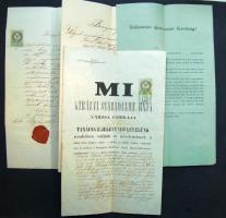 ~1880 4db Bajai ügyvédi bizonyítványok, pecsétek
