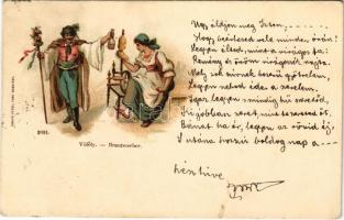 1899 (Vorläufer) Vőfély, magyar folklór művészlap / Brautwerber / Hungarian folklore art postcard, bridesman. Rigler r.-t. 3031. litho (EK)
