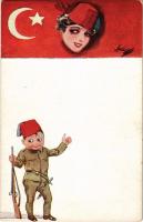 Turkish military art postcard, humour