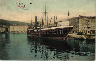 1906 Fiume, Rijeka; SZÉLL KÁLMÁN egycsavaros tengeri áruszállító gőzhajó a kikötőben / port with Hungarian cargo steamship. Lederer & Popper (fl)