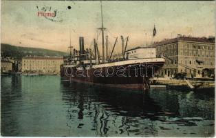 1906 Fiume, Rijeka; "SZÉLL KÁLMÁN" egycsavaros tengeri áruszállító gőzhajó a kikötőben / port with Hungarian cargo steamship. Lederer & Popper (fl)