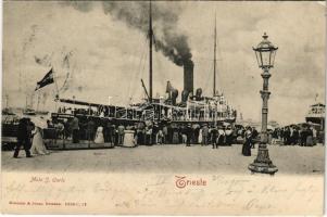 1905 Trieste, Trieszt; Molo S. Carlo, Graf Wurmbrand steamship (EK)