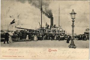 1905 Trieste, Trieszt; Molo S. Carlo, "Graf Wurmbrand" steamship (EK)