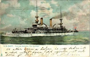 1905 US Navy. First-class Battleship "The Kearsarge". Raphael Tuck & Sons' Postcard Series No. 1076. "U.S. Navy" (Rb)