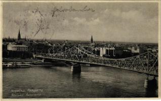 1941 Újvidék, Novi Sad; Panorama / látkép, híd / general view, bridge + "1941 Újvidék visszatért" So. Stpl. (fl)