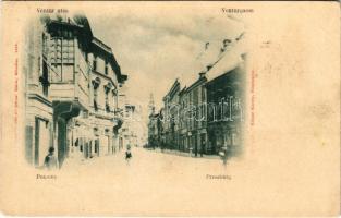 1898 (Vorläufer) Pozsony, Pressburg, Bratislava; Ventur utca, Willimszky Gyula üzlete. Körper Károly fényképész, Ottmar Zieher / Venturgasse / street, shops (EK)