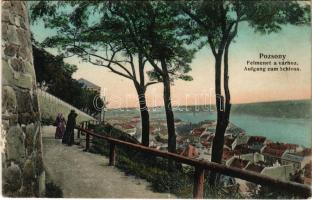 1908 Pozsony, Pressburg, Bratislava; Felmenet a várhoz / Aufgang zum Schloss / path to the castle (EB)