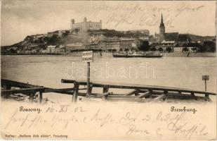 1902 Pozsony, Pressburg, Bratislava; vár, gőzhajó. Verlag "Bediene dich allein" / castle, steamship (EK)