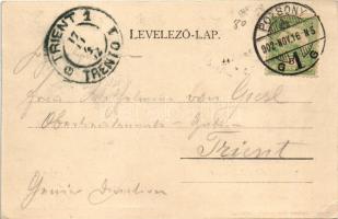 1902 Pozsony, Pressburg, Bratislava; vár, gőzhajó. Verlag "Bediene dich allein" / castle, ...