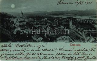 1901 Trencsén, Trencín; látkép este. Gansel Lipót kiadása / general view at night (EK)