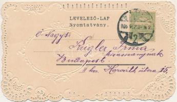 1906 Dombornyomott csipkehatású litho / Pentecost greeting, embossed lace-style floral litho