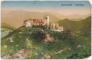 1916 Sztrecsnó, Sztrecsény, Strecno; Ruine Sztrecsno a. d. Waag / Povazie, Hrad Strecno / Sztrecsnó vára a Vágvölgyben / castle ruins in the Váh valley. (EM)