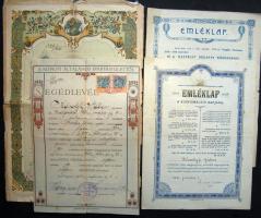 1900-1925 4db érdekes nyomtatvány tétel, mint: női szabó bizonyítvány (Zombor), Polgári fiúiskola összejövetele és konfirmációs emléklap valamint egy cipész segédlevél