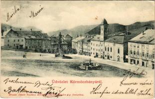 1904 Körmöcbánya, Kremnitz, Kremnica; Fő tér, üzletek. Braun Ármin kiadása / main square, shops (EK)