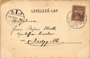 1900 Léva, Levice; Városháza, Fő tér, piac, Amstetter Imre üzlete. Dukcsa L. kiadása / town hall, ma...