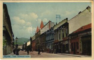 1919 Nyitra, Nitra; Tóth Vilmos utca, Szőke, Jeney Kálmán üzlete. Huszár István kiadása / street view, shops + "III. setnina strojních pusek" (EK)